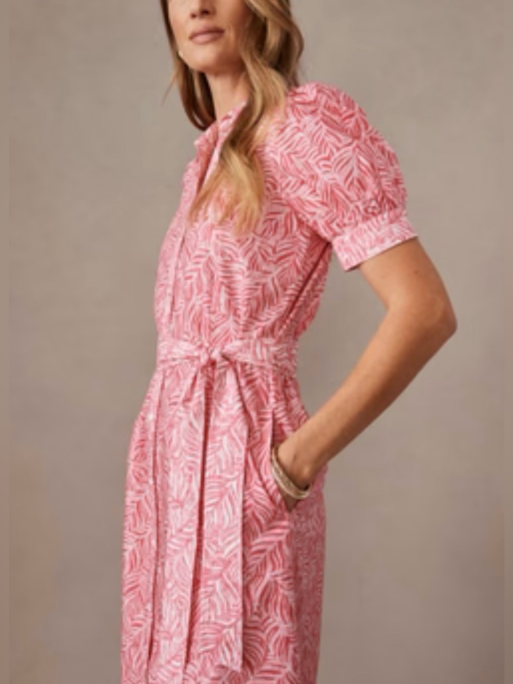 J. McLaughlin Palm Breeze Kirby Dress Size Medium Rose White - Picture 3 of 10